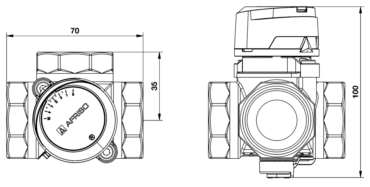 AFRISO 3-Wege-Mischventil ARV 384 Vario DN25 Rp1 BEF 108290