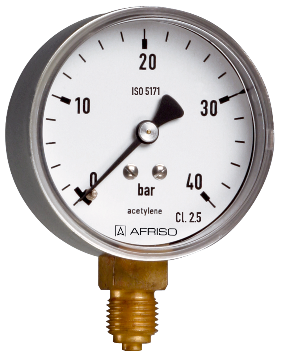 AFRISO Rohrfeder-Manometer RF63ST 0/40bar G1/4B radial Kl.2,5 D301 für die Schweißtechnik SAL 38520 object_image_64371imagemain_dech