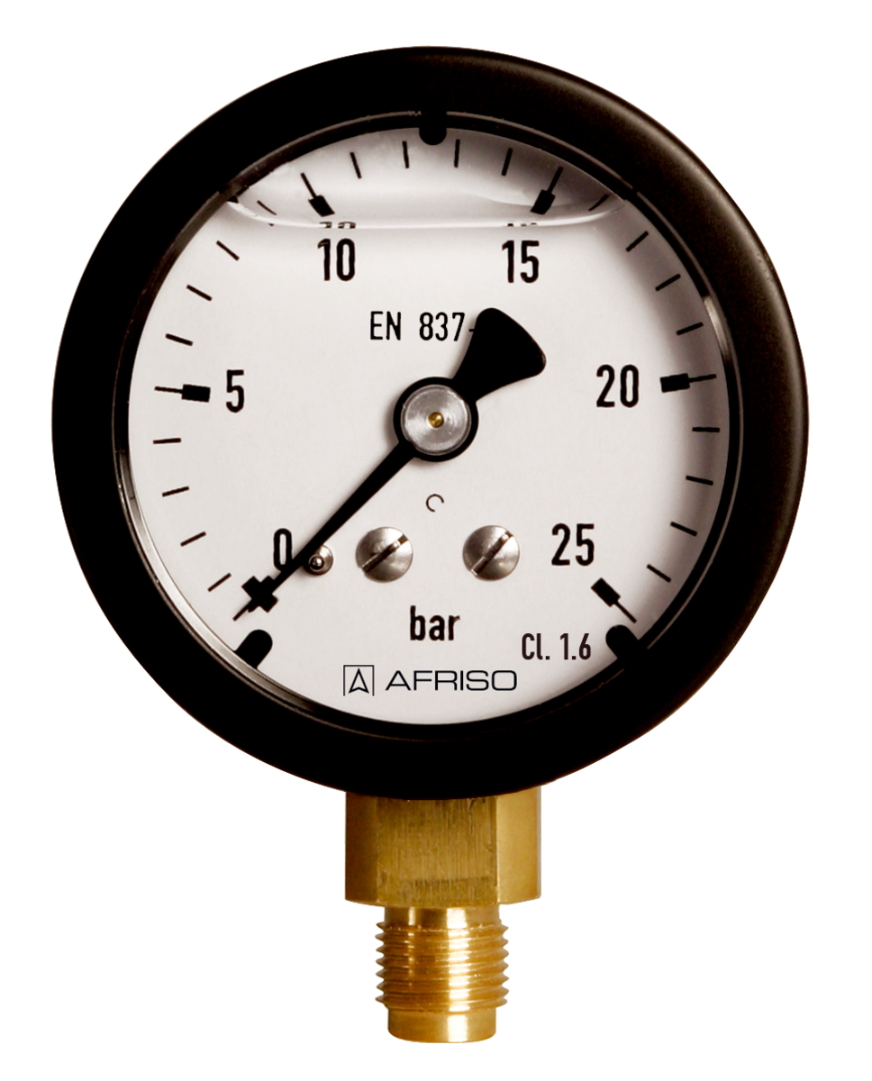 AFRISO Manometer für Pumpenprüfset RF50Gly PPS -1/0bar G1/8B radial Kl.1,6 D601 mit Glyzerinfüllung VOR 16150 16160
