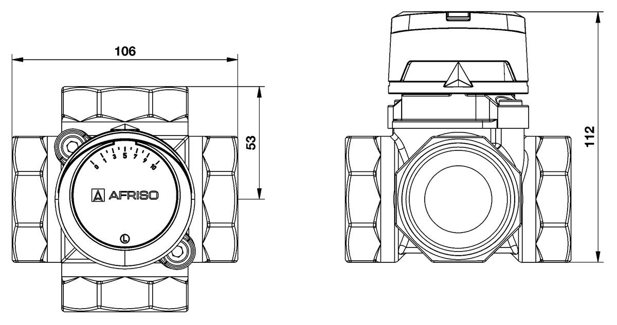 AFRISO 4-Wege-Mischventil ARV 486 DN40 Rp1 1/2 BEF 108360