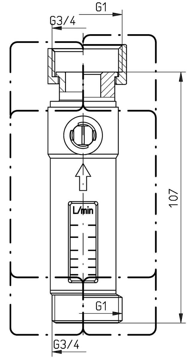 AFRISO Durchflussmesser DFM 15-2M G3/4 AG x G3/4 ÜM, 1-6 Liter/min BEF 70110 70120 70130 70140 70160 70170 70180 70190