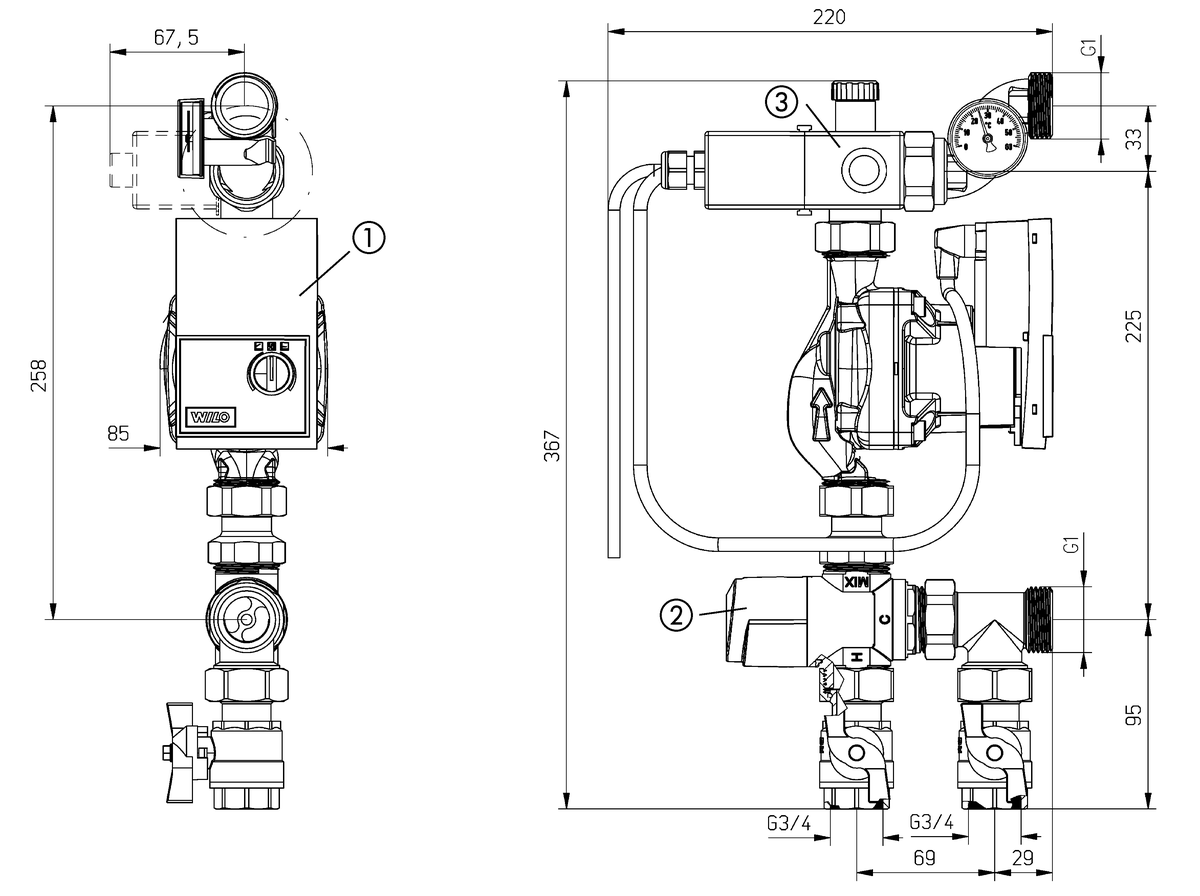 AFRISO Pumpengruppe PrimoTherm Floor 130  G1 ATM563 WP BEF 102760