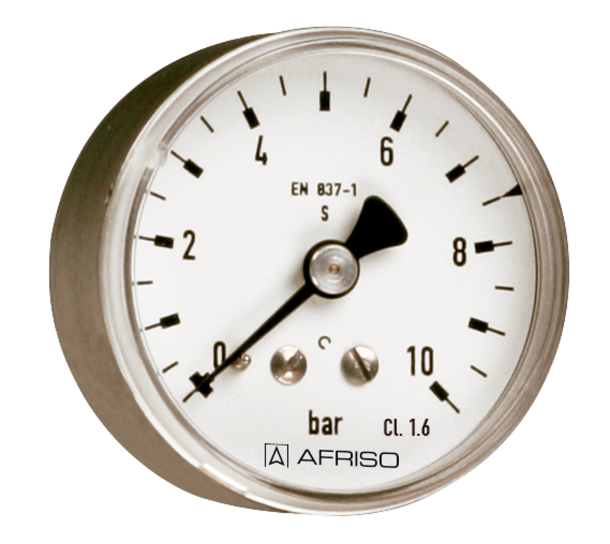 AFRISO Rohrfeder-Manometer RF50GT 0/10bar G1/4B axial Kl.1,6 D311 für die Gastechnik SAL 30440