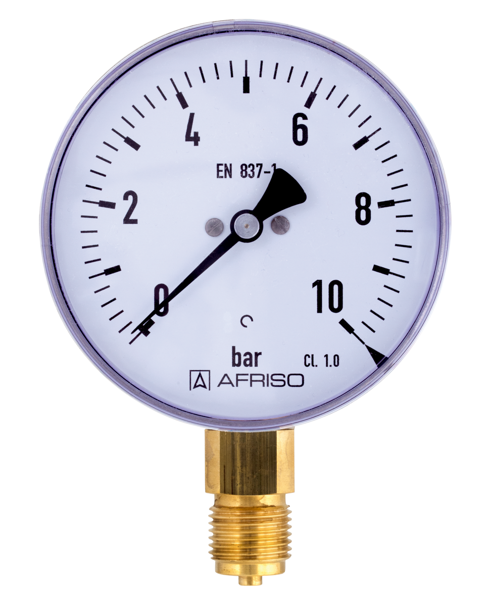 AFRISO Rohrfeder-Industriemanometer RF100I 0/10bar G1/2B radial Kl.1,0 D301 VOR 31620