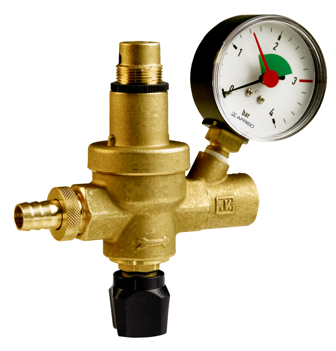 AFRISO Füllarmatur FAM G1/2, Messing, mit Manometer 0/4bar SAL 92730