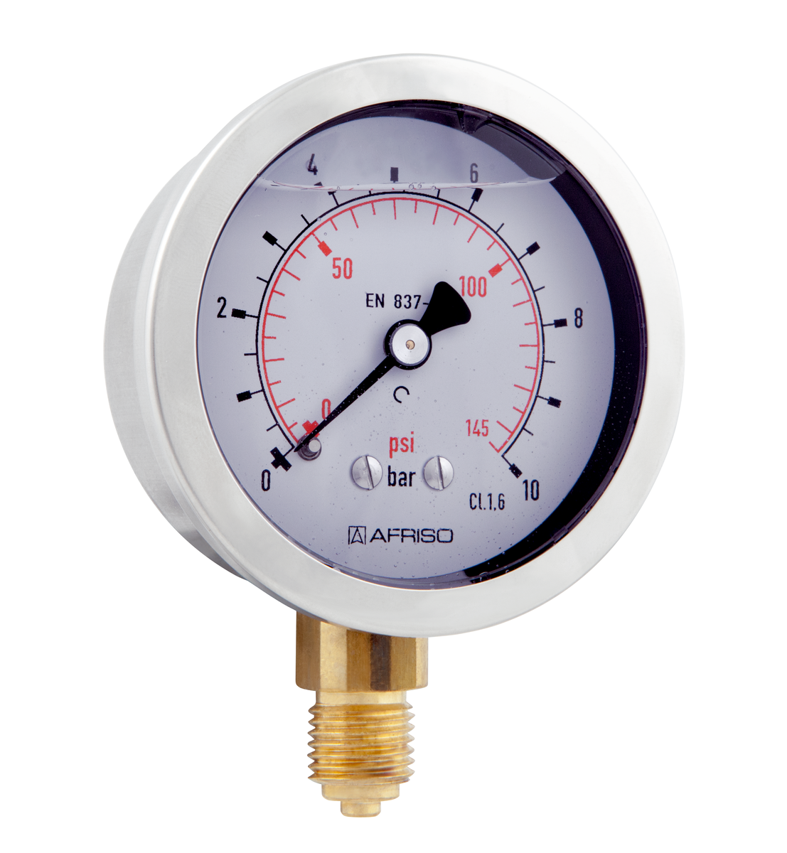 AFRISO Rohrfeder-Glyzerinmanometer RF63Gly 0/10bar G1/4B radial Kl.1,6 D701 SAL 40630