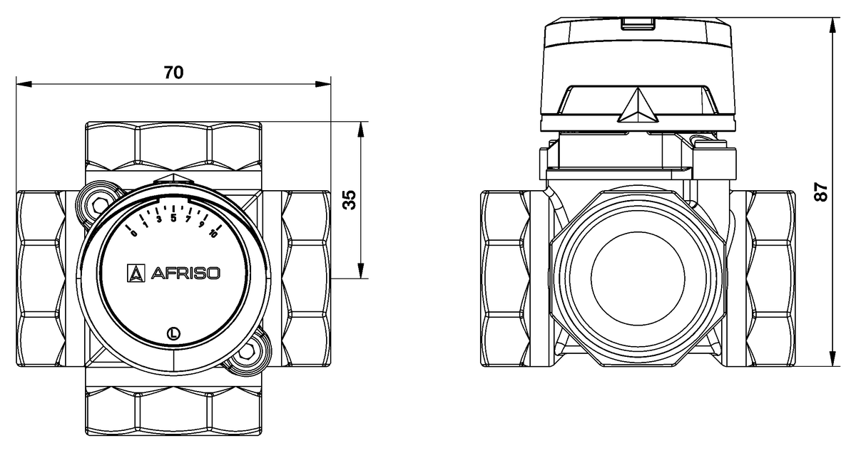 AFRISO 4-Wege-Mischventil ARV 484 DN25 Rp1 BEF 108340