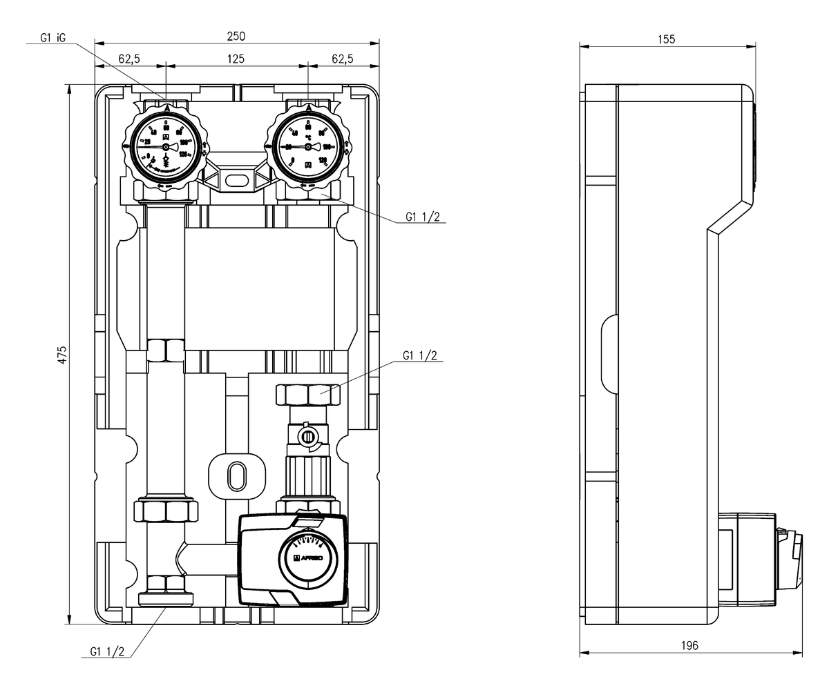 AFRISO Heizungspumpengruppe PrimoTherm 180-2 DN25 3WM-SM Vario BEF 102830