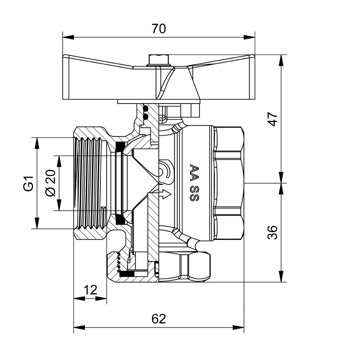 AFRISO Kugelhahn G1 IG mit Filter/Magnet, vernickelt BEF 97330