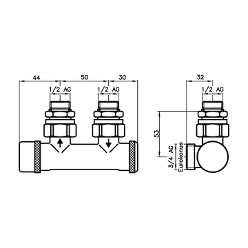 AFRISO Kombiblock 456-DP Eck  DN15 G1/2 AG BEF 91680