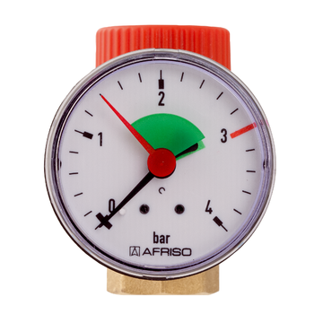 AFRISO Membran-Sicherheitsventil MSM G1/2 x G3/4, 3,0bar, mit Manometer VOR 108060