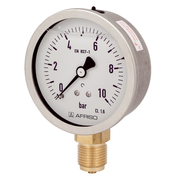 AFRISO Rohrfeder-Glyzerinmanometer RF80Gly 0/10bar G1/2B radial Kl.1,6 D701 SAR 40880