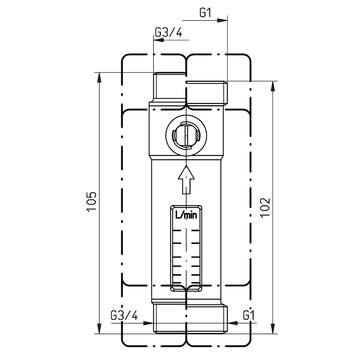 AFRISO Durchflussmesser DFM 15-2M G3/4 AG x G3/4 AG, 1-6 Liter/min BEF 70010 70020 70030 70040 70060 70070 70080 70090