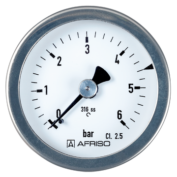 AFRISO Rohrfeder-Chemiemanometer RF40Ch 0/6bar G1/8B axial Kl.2,5 D912 VOR 25380