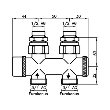 AFRISO Kombiblock 456-DP Durchgang  DN15 G1/2 AG BEF 91670