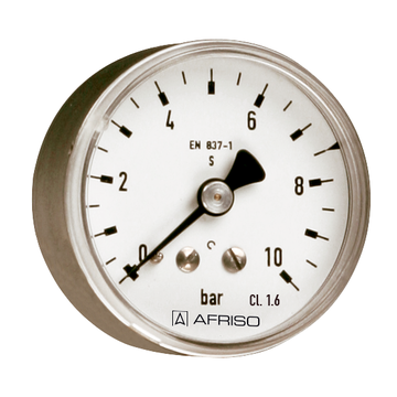 AFRISO Rohrfeder-Manometer RF50GT 0/10bar G1/4B axial Kl.1,6 D311 für die Gastechnik SAL 30440