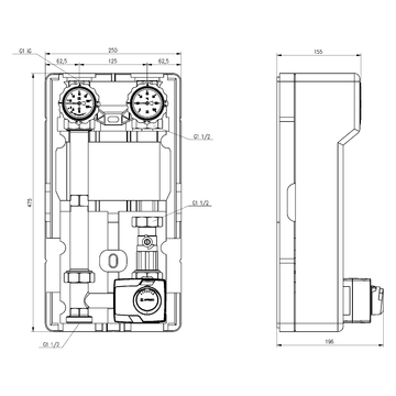 AFRISO Heizungspumpengruppe PrimoTherm 180-2 DN25 3WM-SM Vario BEF 102830